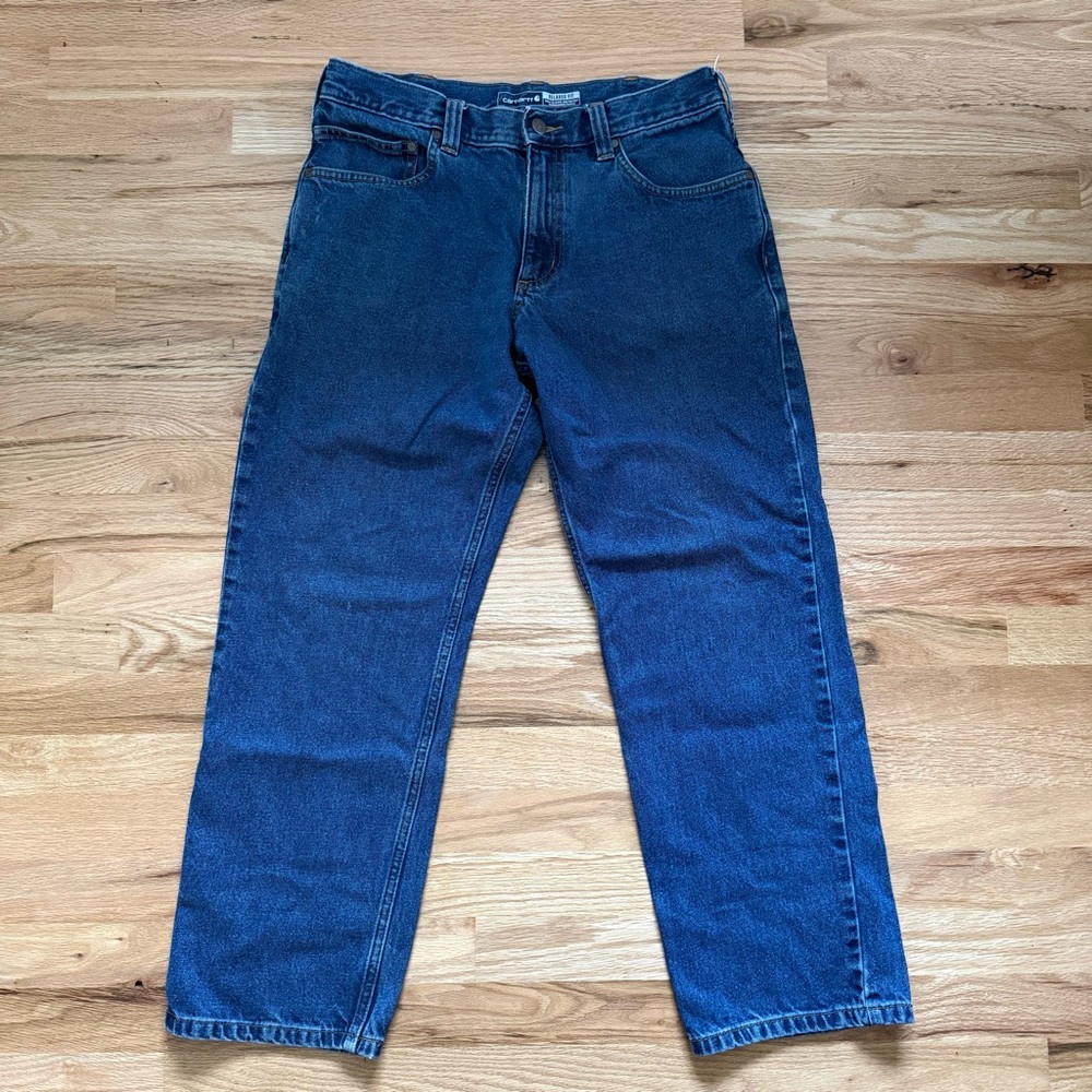Carhartt Relaxed Fit Jeans Mens Denim Pants Workwear Blue Size 32x30